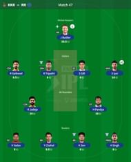 Best IPL Fantasy team for Match 47 - KKR vs RR